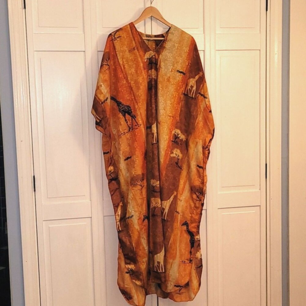 Details Kraftan  Safari Animal Print Mumu Dress One Size